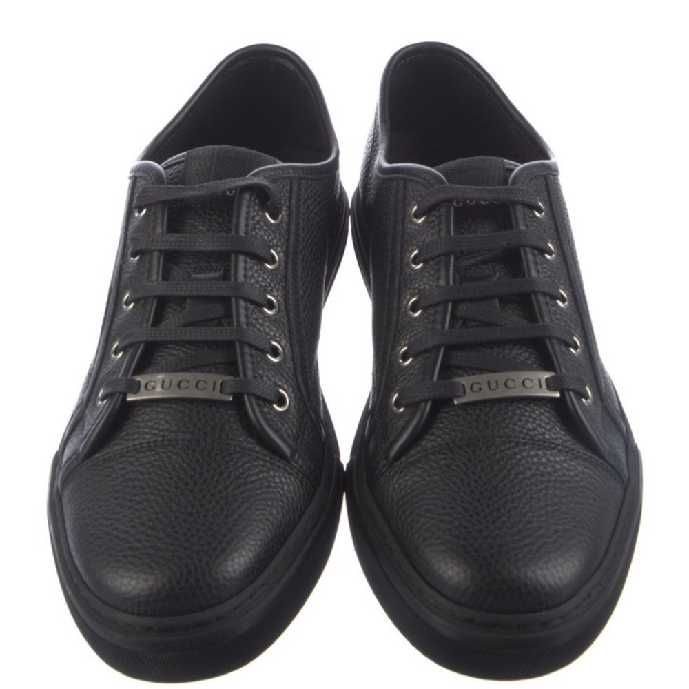 Gucci Black Leather Sneakers with Minimalist Design